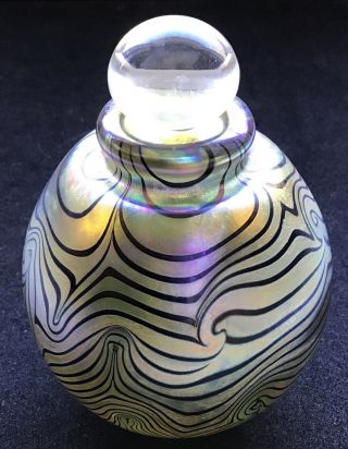 Stunning Vintage Robert Eickholt Signed 1982 Iridescent Art Glass Perfume Bottle