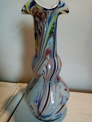Vintage Murano Splatter Glass Multicoloured Vase Large 33cm.