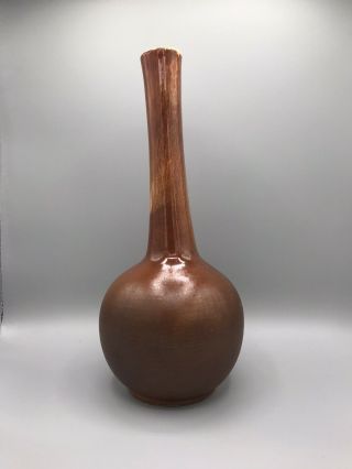 Vintage Brown Royal Haeger Mcm Art Pottery Usa 10 " Gloss & Matte Finish Bud Vase