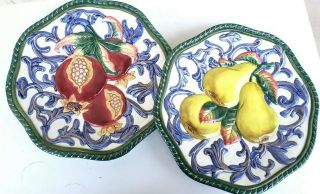 Fitz And Floyd Classics Decorative Plates Pomegranate And Lemon Embossed