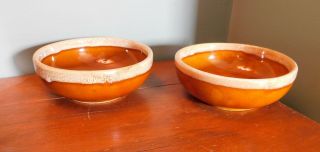 Two Mccoy Pottery Light Brown Drip Cereal 5 1/2 " Bowls Usa