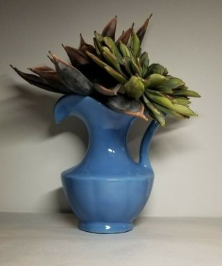 Vintage Wall Pocket Blue Shaped Like A Pitcher 7x6 Inches