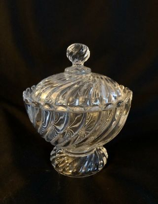 Vintage Baccarat France Crystal Clear Glass Bambous Candy Dish With Lid