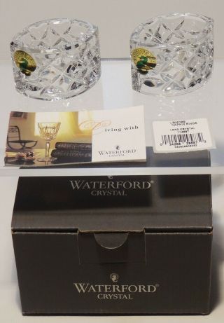 2 Waterford Crystal Lismore Oval Napkin Rings In Orginal Box