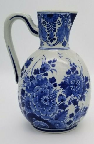 7 " Vintage Koninklijke Porceleyne Fles Royal Delft Blue Pitcher,  Carafe Signed