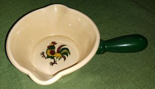 Vintage Metlox Poppytrail Green Rooster Bread Double Pour Handled Gravy Boat