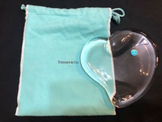 Tiffany & Co Clear Elsa Peretti Glass Heart Paperweight Signed With Pouch