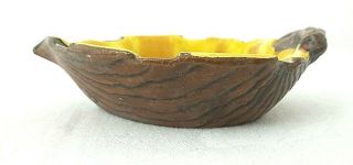Vintage Treasure Craft Small Yellow Wood Grain Ceramic Leaf Trinket Dish GIFT 3