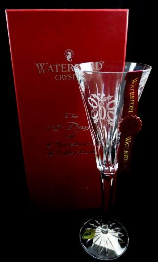 5th Ed Waterford Crystal 12 Days Christmas Champagne Flute Day 5 W/ Box