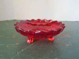 1x Fostoria American Glass Ruby Red Round Three Footed Nappy Dish