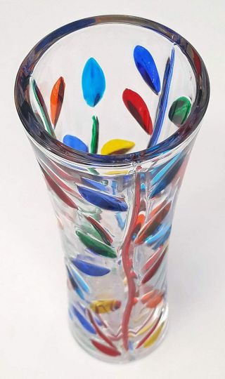 Tree of Life Bud Vase,  Hand Painted Colorful Pattern,  Murano Glass Made In Italy 2