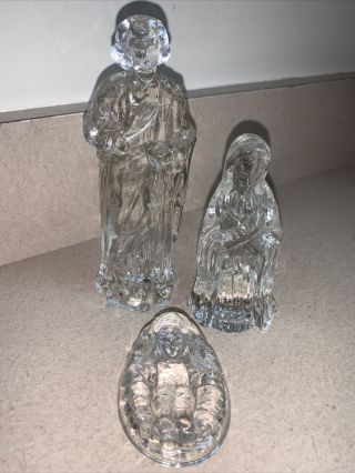 Waterford Crystal Nativity The Holy Family 3 Pc Figurine Xmas Mary Jesus Joseph