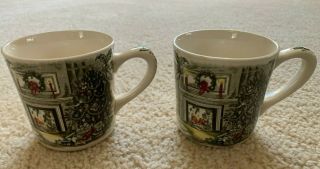 Two Vintage Johnson Brothers,  Bros Friendly Village Merry Christmas Mugs England