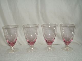 4 Tiffin Wistaria Pink 5 7/8 " Ice Tea Glasses Stem 17477