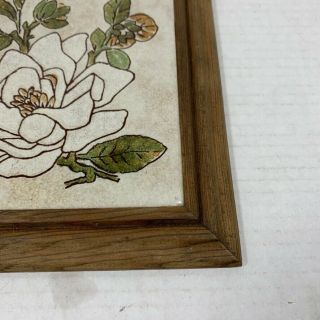 Vintage SANTERNO IMOLA Ceramic Floral Tile - Wooden Frame - Made in Italy 2