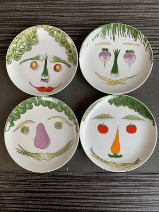 Set Of 4 Vegetable Face Plates Vintage Taste Seller Sigma Made In Japan