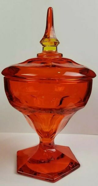 Vintage Viking Persimmon 10 " Covered Compote Candy Dish