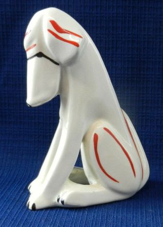 Grindley Ware Pottery Ohio 4.  75 " Tall White W/ Red & Black Dog Figurine F24