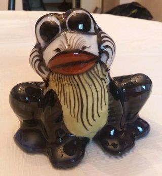 Ken Edwards Pottery Palopo Guatemala High Glazed Frog Clay Sculpture