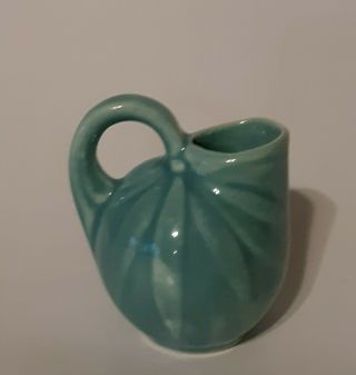 Vintage Shawnee Pottery Miniature Mini Handled Ball Pitcher Turquoise.  3A3 3