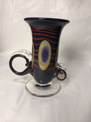 Signed Robert Levin Art / Studio Glass Cup Unique 1984