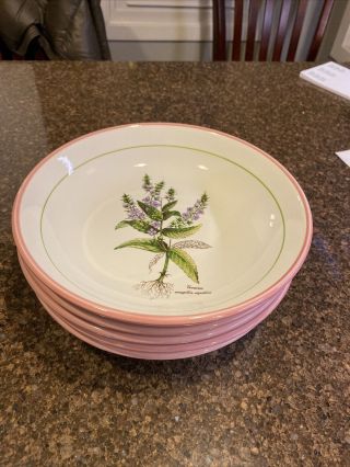 Vintage Primula Decorata A Mano Botanical Bowls - Set Of 5 - Made In Italy
