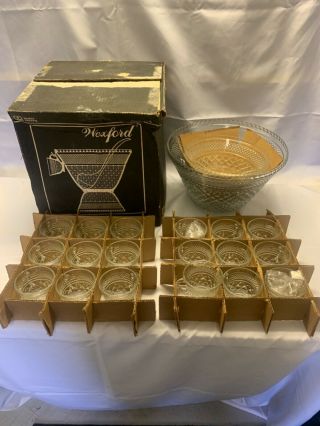 Wexford Anchor Hocking Diamond Point 39 Piece Service For 18 Vtg.  Punch Bowl Set