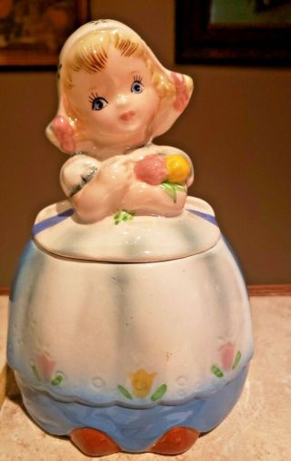 Vintage Lefton Dutch Girl Sugar Bowl With Lid - 2598 - - Sh 7