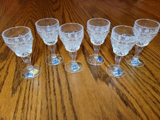 Bohemian Crystal Glass Set Of 6 Hand Cut Liqueur Whiskey Vodka Shot Glass