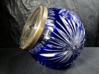 Fantastic Colorful Cut To Clear Blue Candy Dish - Imperial Clock On Lid