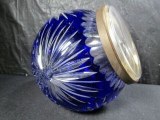 Fantastic Colorful Cut To Clear Blue Candy Dish - Imperial Clock On Lid 2