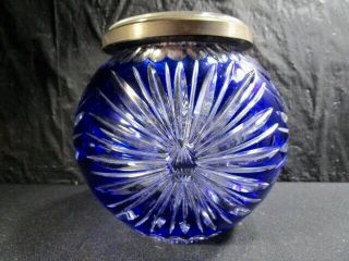 Fantastic Colorful Cut To Clear Blue Candy Dish - Imperial Clock On Lid 3