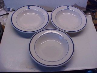 3 Military Officers Mess Us Navy Restaurant Ware Fouled Anchor 7 Inch Bowls