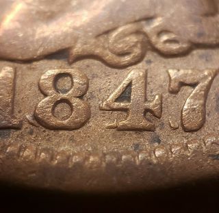 1847/1847 1c Braided Hair Large Cent - Rpd Repunched Date - Newcomb - 1 - Y2765