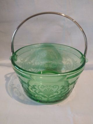 Fostoria Crystal Versailles Green Whip Cream Pail 2 - 1/2 " X 4 - 3/4 " Vintage