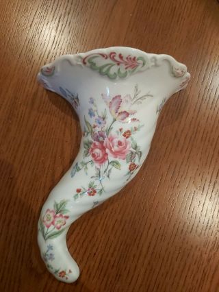 Royal Worcester Porcelain Wall Vase W/flowers Made In England