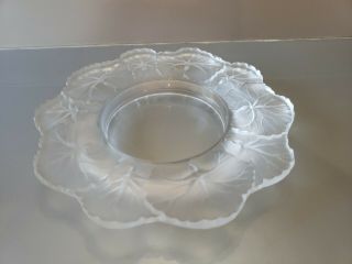 Vintage Lalique Honfleurs Geranium Glass Bowl - Signed Approx 5 3/4 " Dia