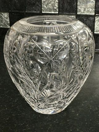 Vintage Early Webb Corbett Tutbury Cut Crystal Vase Rose Bowl Stunning Signed