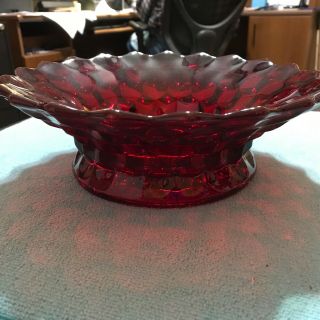 American Fostoria Red Flared Bowl 9 1/2” Centerpiece With Rays