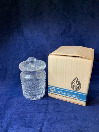 Vintage Waterford Crystal Honey Jam Jar With Lid,  Signed Box A606