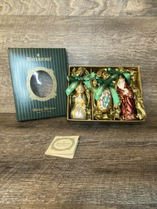 Waterford Holiday Heirlooms Holy Family Blown Glass Christmas Ornaments 3 W/ Box