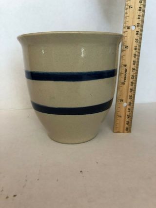 Vintage RRP Roseville Ohio Stoneware Pottery Blue Stripe Crock USA 1 Quart 3
