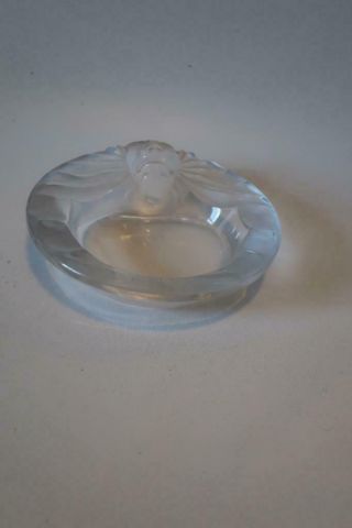 Lalique France Crystal Glass Frosted Clear Lion Head Ashtray