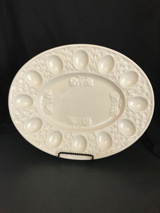 Home And Garden Party Stoneware Egg Platter Tray Plate 14 " X 10 "