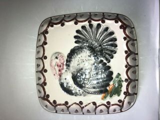Italian Pottery Ceramic Wall Hanging Decor Mold Bowl Dish - Hand Painted Turkey 2