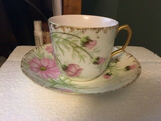 Vintage Haviland Limoges France Floral Porcelain Tea Cup & Saucer