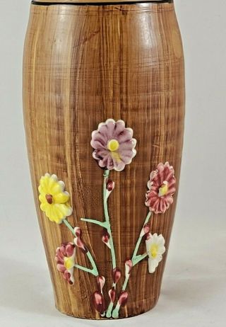 Vintage Italian Pottery Vase Hand Painted Floral TIL Italy 2