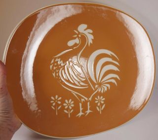 Vintage Harker Ware Pottery China Cameo Silhouette Rooster Platter Farm Decor