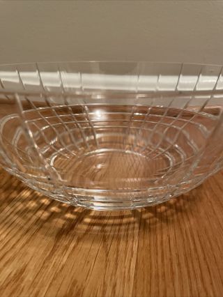 Tiffany & Co.  Classic Clear Lead Crystal Square Pattern,  Elegant 9” Round Bowl