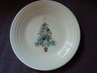 Homer Laughlin Fiesta Christmas Tree 9” Ivory,  Pale Yellow Luncheon Plate Vgc